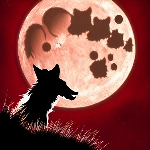 Prompt: werewolf howling to the moon, red sky, 4 k, cinematic composition, dark fantasy, extremely detailed, hyperrealism