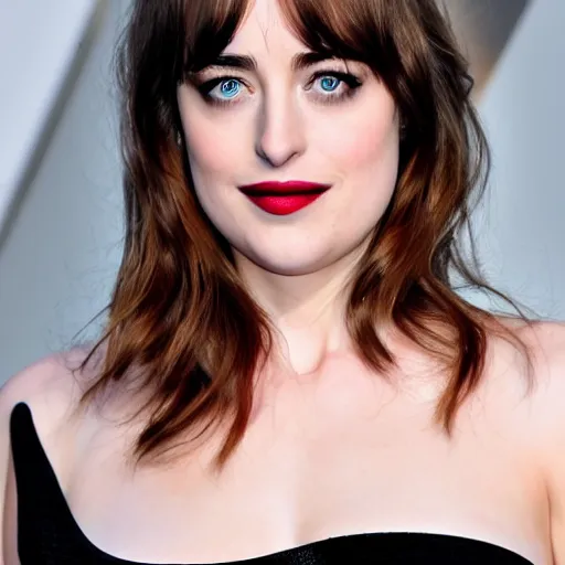 Image similar to beautiful dakota johnson with joker makeup, highly detailed, realistic face, detailed face, amazing digital art