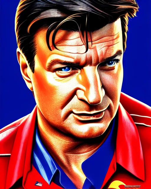 Image similar to nathan fillion in the style of cuban communist propaganda poster art in the year 1 9 8 7 ultra realistic, concept art, intricate details, highly detailed, photorealistic, octane render, 8 k, unreal engine. art by artgerm and magali villeneuve