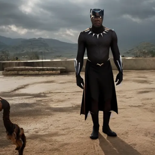 Image similar to film still of Samuel L Jackson as King T-Challa, in new Black Panther film