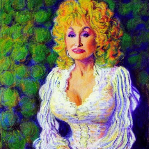 Image similar to dolly parton art by claude monet