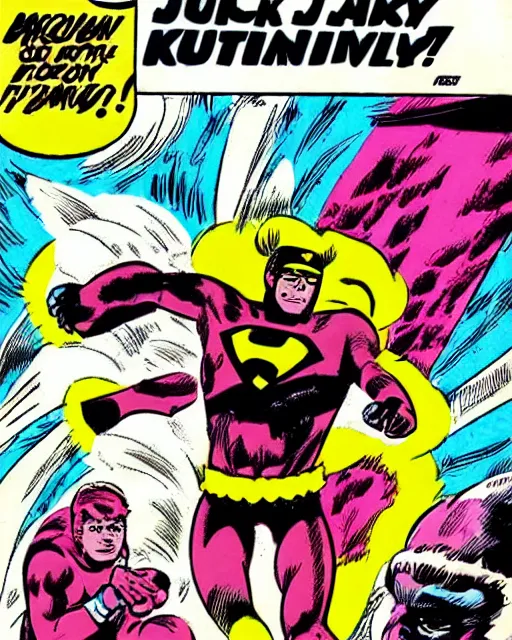 Image similar to a jack kirby comic about a protagonist with supernaturally powerful flatulence