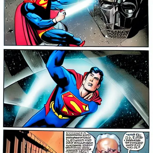 Image similar to superman attacks the death star