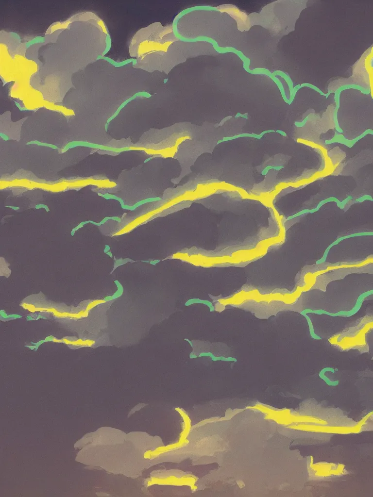 Prompt: neon gas glow in the dark clouds in the night by disney concept artists, blunt borders, rule of thirds