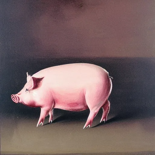 Prompt: pig painted by francis bacon