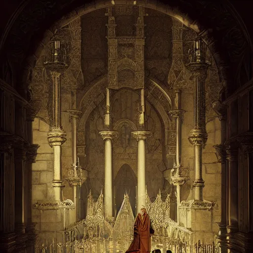 Prompt: coronation of medieval king, Dynamic lighting, cinematic, establishing shot, extremely high detail, foto realistic, cinematic lighting, pen and ink, intricate line drawings, post processed, concept art, artstation, matte painting, style by Raphael Lacoste, Eddie Mendoza