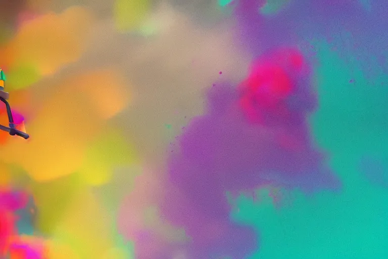 Image similar to spraying colors, octane render