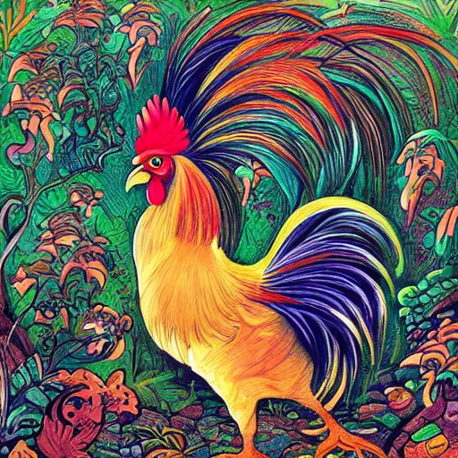 Image similar to ai producing the most popular imaginative and best art ever of a rooster