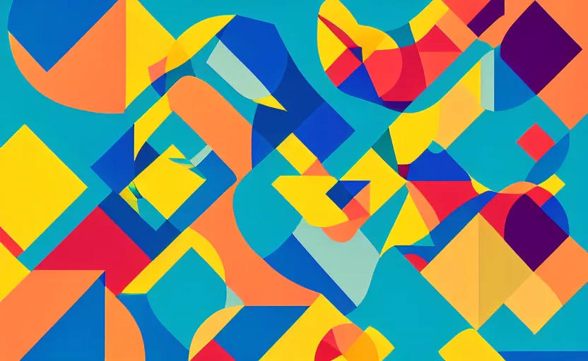 Image similar to colored geometric shapes, graphic style by Matt W. Moore