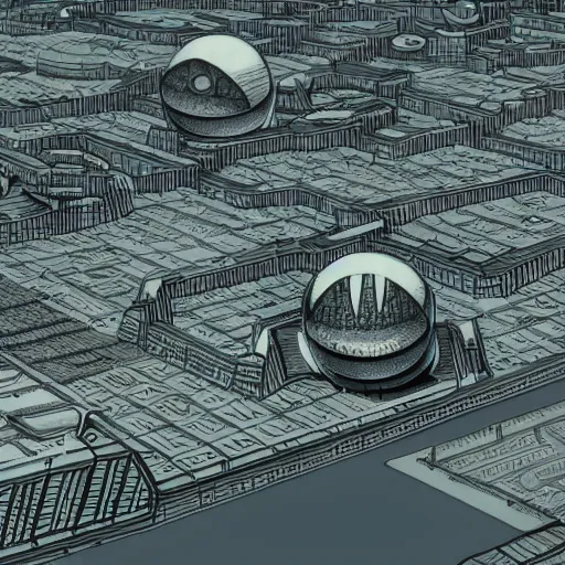 Image similar to view of alien city by mcdonald's escher, 4 k,