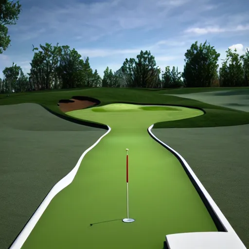 Image similar to futuristic golf track, details, 8k, day light