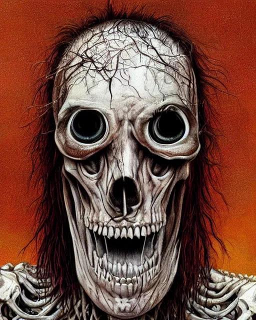 Prompt: Haunting horrifying hyperrealistic detailed painting of a tall slim surreal extraterrestrial creature made of skeleton bones covered in thick black blood, heavy metal, metal album cover, disgusting, creepy, unsettling, and bloodshot eyeballs, hyper detailed, trending on Artstation