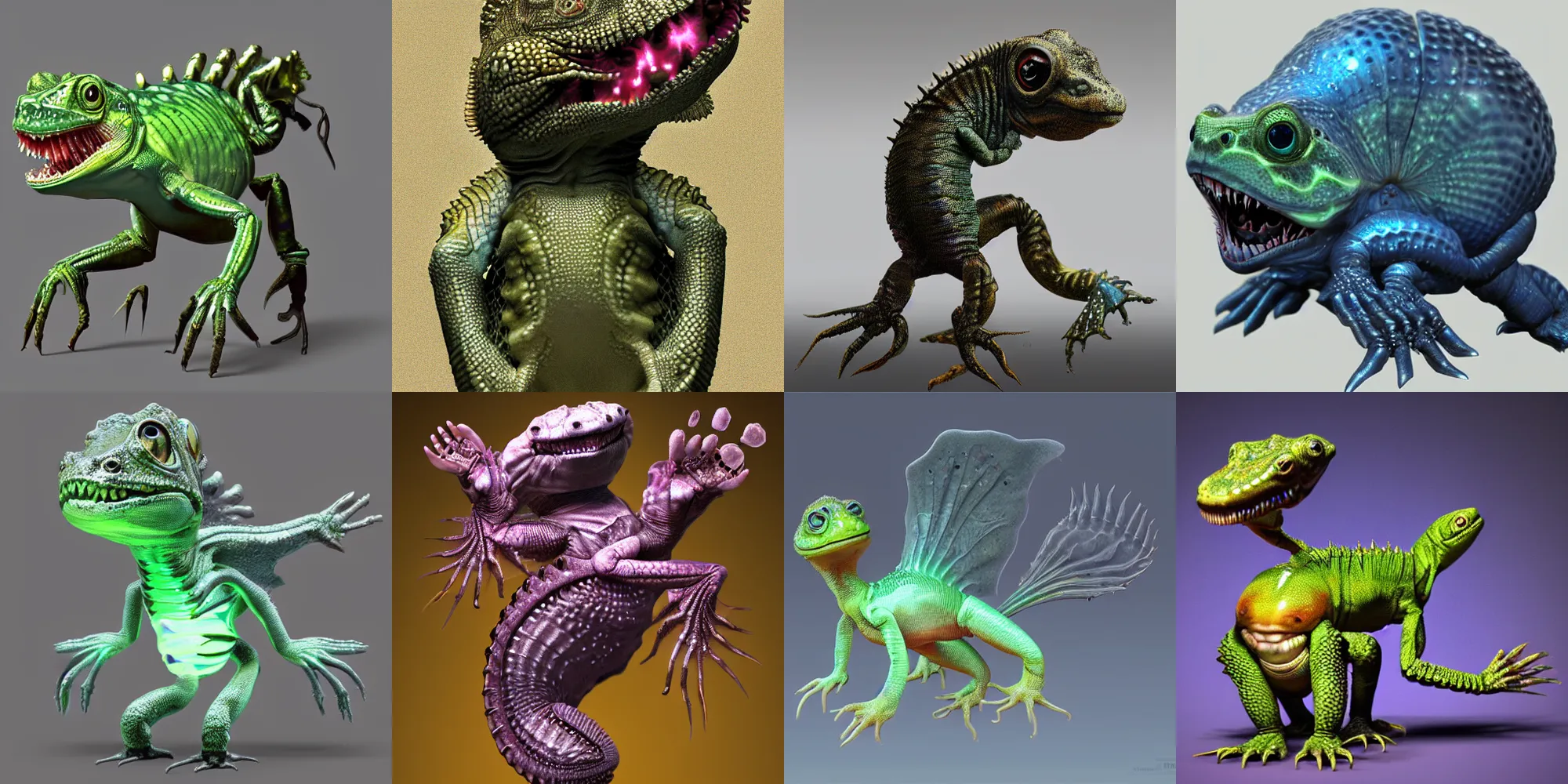 Prompt: cute! biomechanical baby lizzard, biomechanical, by Wayne Barlowe, ghost shrimp, Barreleye fish, translucent SSS xray, Barreleye, rimlight, jelly fish dancing, fighting, bioluminescent screaming pictoplasma characterdesign toydesign toy monster creature, zbrush, octane, hardsurface modelling, artstation, cg society, by greg rutkowksi, by Eddie Mendoza, by Peter mohrbacher, by tooth wu