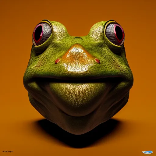 Prompt: a green frog mask with a black background, a raytraced image by Michelangelo, zbrush central, hypermodernism, 8k 3d, zbrush, #vfxfriday