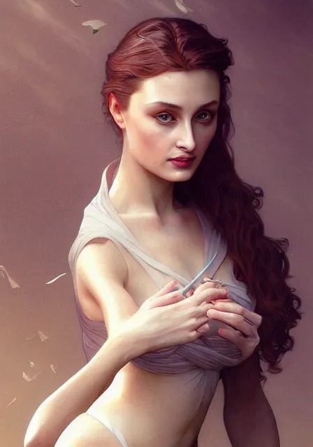 Image similar to sansa angeline jolie, intricate, elegant, highly detailed, digital painting, artstation, concept art, smooth, sharp focus, illustration, art by artgerm and greg rutkowski and alphonse mucha and william - adolphe bouguereau