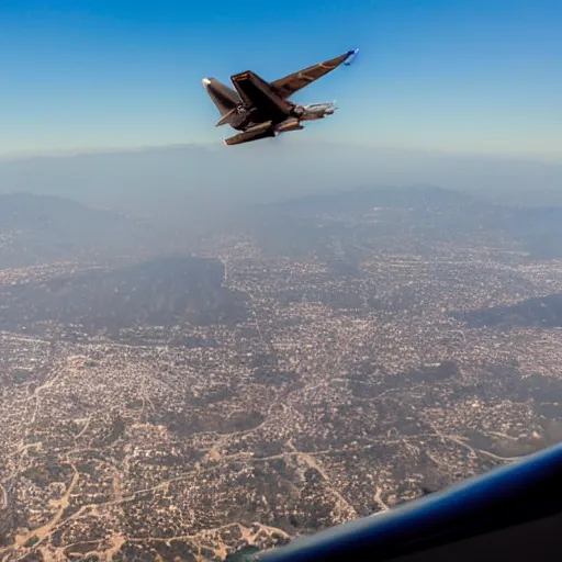 Prompt: photo of kanye west flying above los angeles
