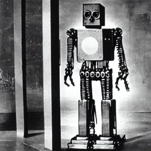 Image similar to robot featured in fritz lang's film metropolis by andy warhol