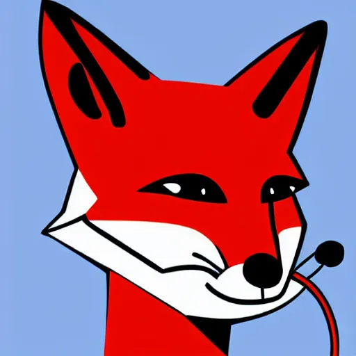 Image similar to fox in headphones, art, digital art, minimalism,