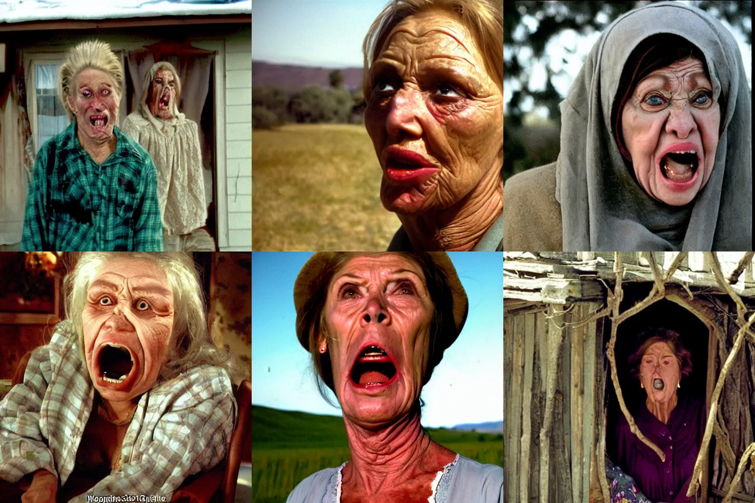 Prompt: too realistic film prop of the very ugly face of evil mother-in-law living in rural Utah, 2003 cinematography