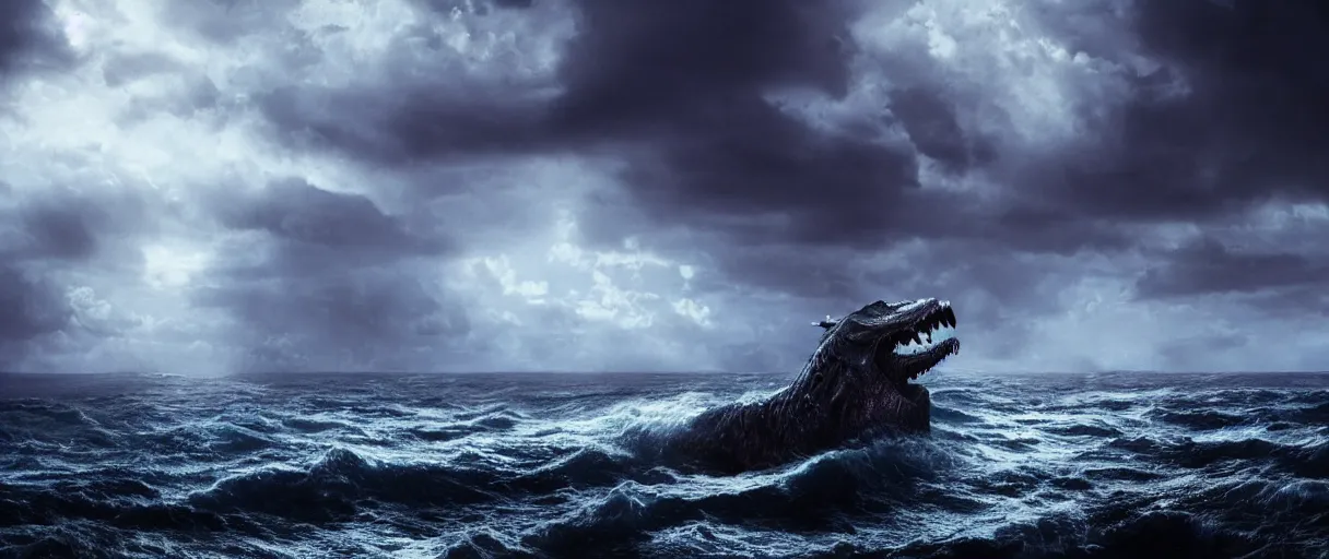 Image similar to ocean monster atmospheric dramatic lighting cinematic establishing shot extremely high detail foto realistic cinematic lighting post processed