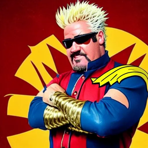 Prompt: Cinematic movie still of Guy Fieri cosplaying as Wonder Woman but it\'s actually Guy Fieri