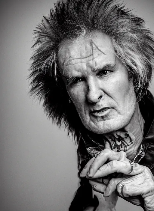 Image similar to DSLR photo portrait still of 64 year old age 64 Sid Vicious at age 64!!!, 85mm f1.8