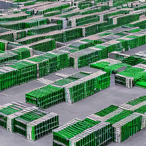 Image similar to a picture of a warehouse full of boxes with green square outlines over each one