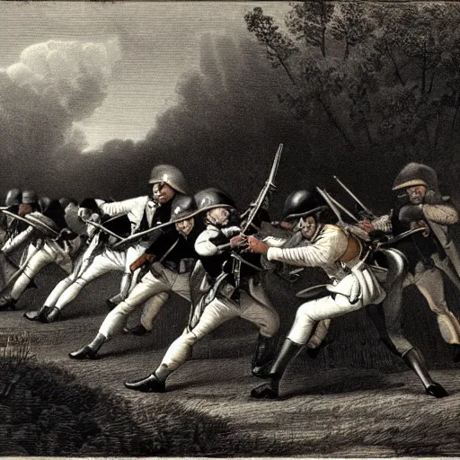 Prompt: first person perspctive. bayonet charge in 18th century.