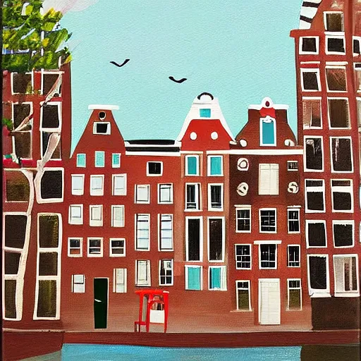 Prompt: art print painting of Amsterdam, by Ambers Textiles on Society6, gauche painting, classical painting, high definition, digital art,