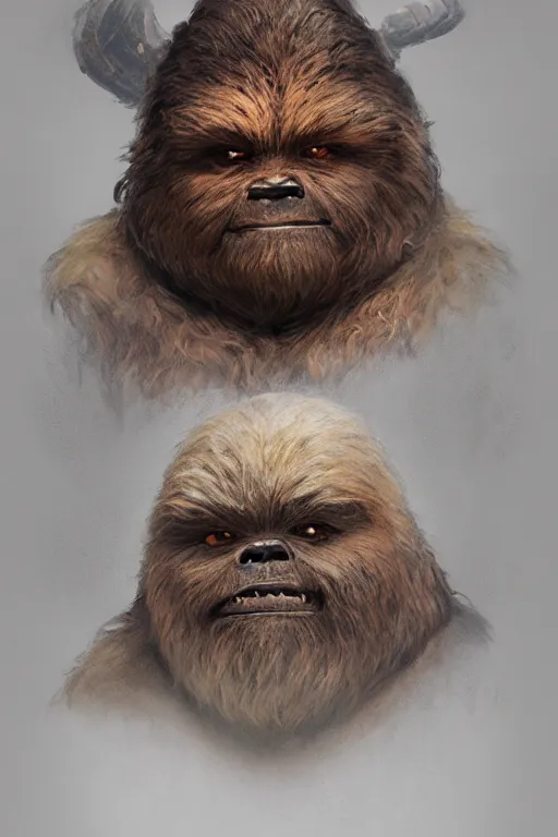 Image similar to upper body portrait of a hulking herculean dwarven ewok from star wars, cinematic lighting, photorealistic, octane render, 8 k, depth of field, 3 d, art by artgerm and greg rutkowski and alphonse mucha and uang guangjian and gil elvgren and sachin ten