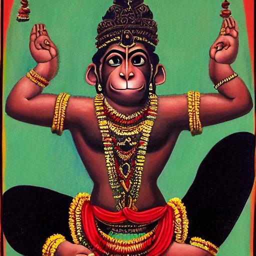 Prompt: portrait of hanuman doing hanumanasana pose