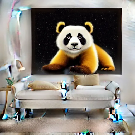 Image similar to golden skinned panda giving birth to the universe!