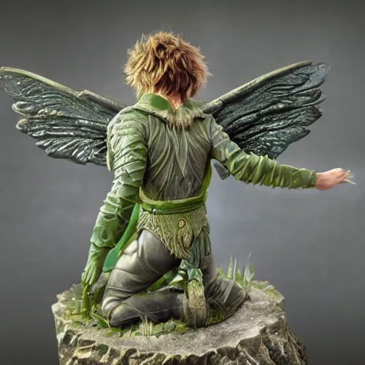 Image similar to A male fairy druid with hawk wings, D&D Art, detailed, rim light, diffused, intricate, by Tyler Jacobson