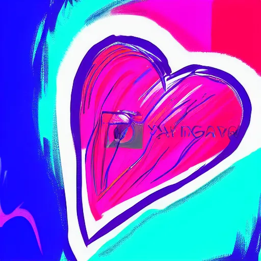 Image similar to a heart made of blue pink and purple in a pop art style, digital art, trending on art station, brush strokes, medium tones