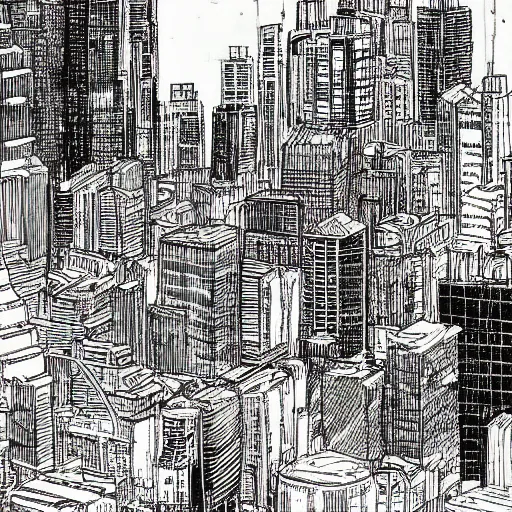 Image similar to a city by q hayashida, highly detailed, cityscape, professionally drawn