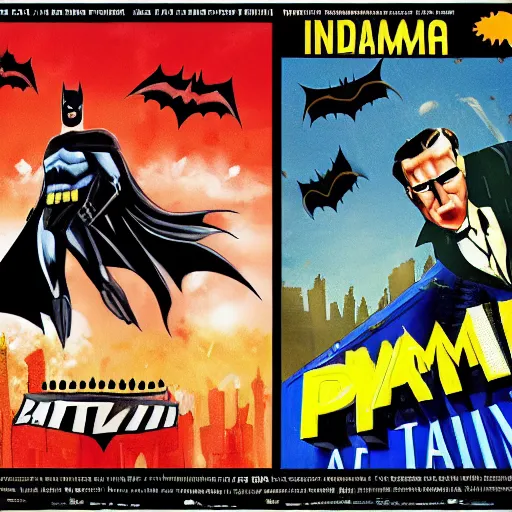 Image similar to summer blockbuster movie poster batman vs the state of indiana