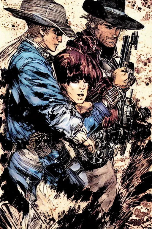 Image similar to gunslinger by neal adams and akihiko yoshida