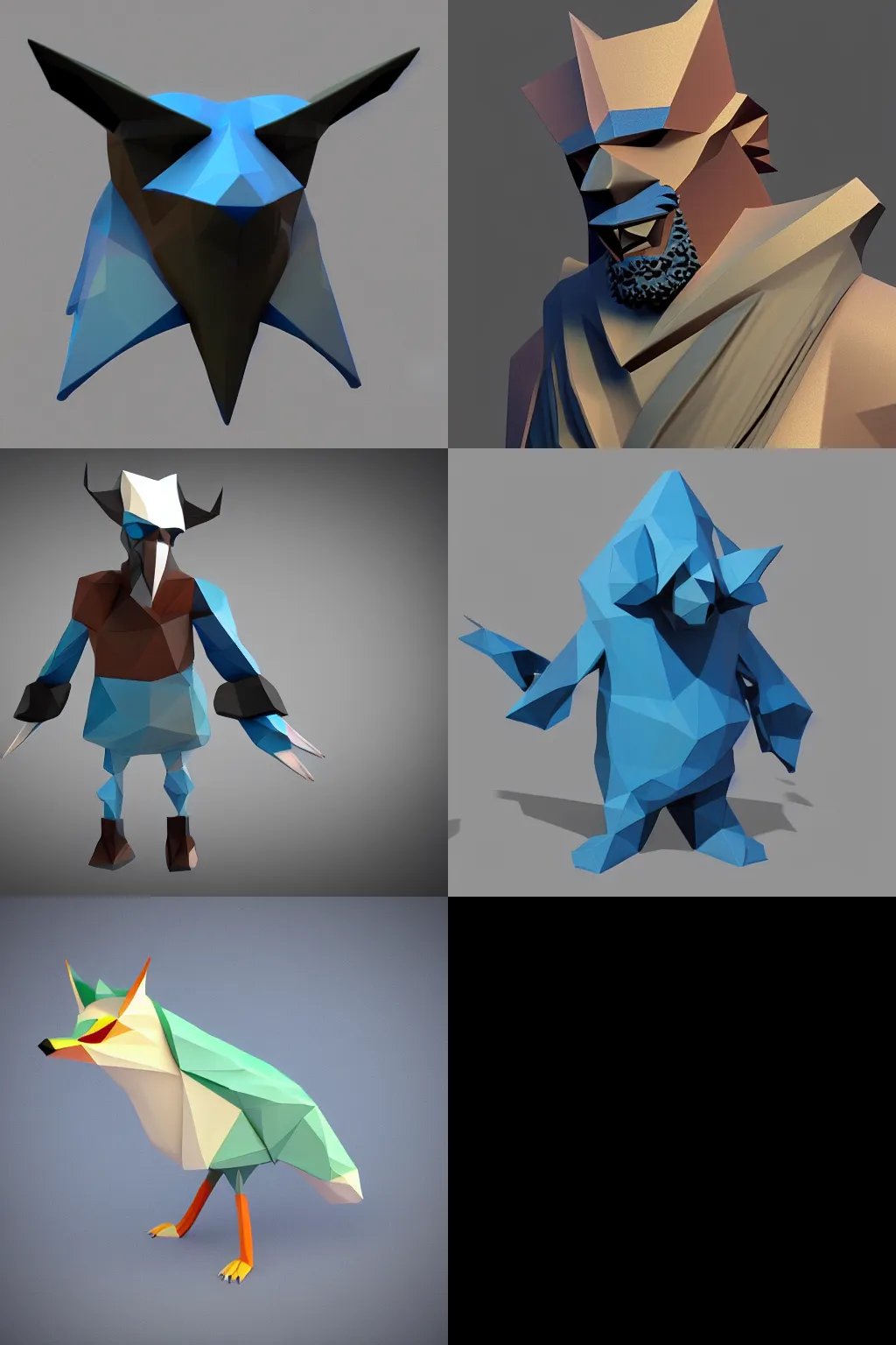 Prompt: low poly render of mordecai 4 k