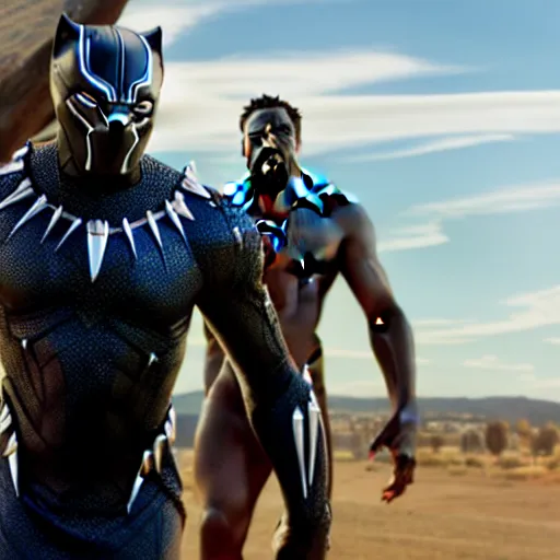 Image similar to cinematic still of kirk lazarus as black panther