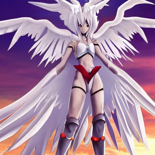 Image similar to angewomon from digimon, key art, anime