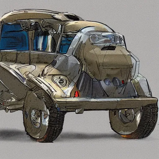 Image similar to bioengineering hamster truck, concept art, oil brush strokes