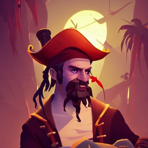 Image similar to painting jack the pirate on sea of thieves game avatar hero smooth face median photoshop filter cutout vector behance hd by jesper ejsing, by rhads, makoto shinkai and lois van baarle, ilya kuvshinov, rossdraws, illustration, art by ilya kuvshinov and gustav klimt