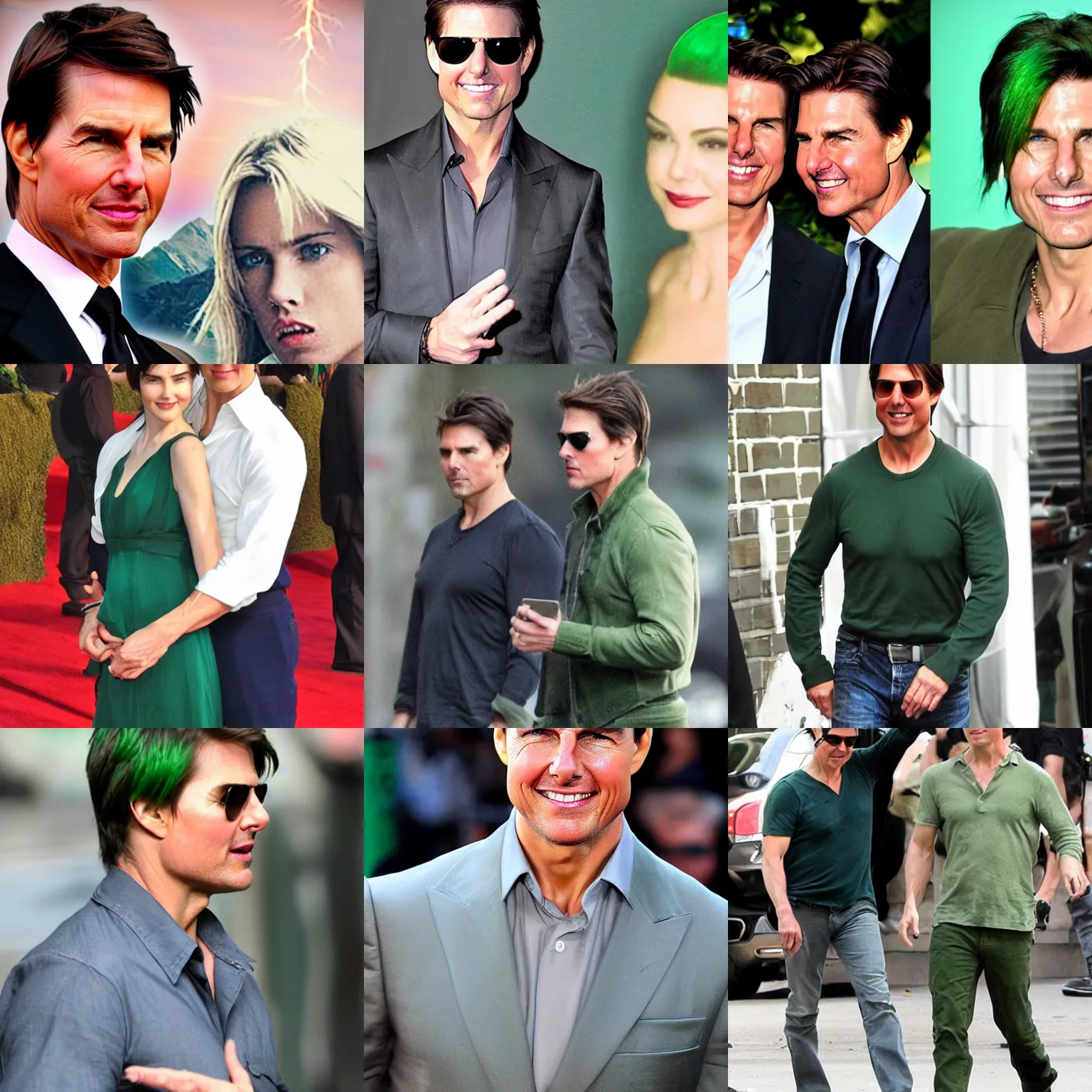 Prompt: tom cruise with greenhair