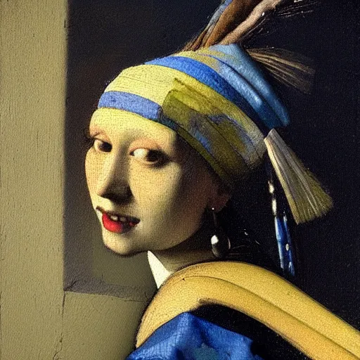 Image similar to high quality high detail painting by johannes vermeer, portrait of the quetzalcoatl, hd, muted lighting