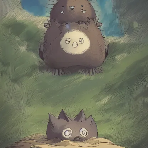 Prompt: cute creature made by Hayao Miyazaki in high quality detailed, 8k, smooth, sharp focus, beautiful scene, ghibli, wonderful, anime art , cinematic