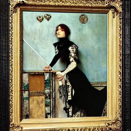 Image similar to Goth girl by Mario Testino, oil painting by Lawrence Alma-Tadema, masterpiece