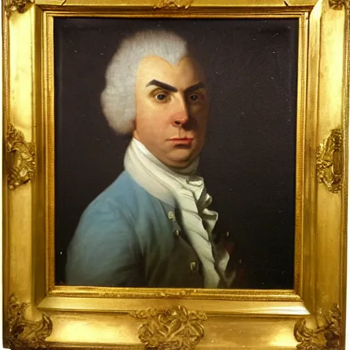 Prompt: An 18th century oil painting of Jerma985 in the mid-late 1700s, Jerma985, grainy, realistic, very realistic, hyperrealistic, highly detailed, very detailed, extremely detailed, very neat, very epic, very cool, detailed, trending on artstation