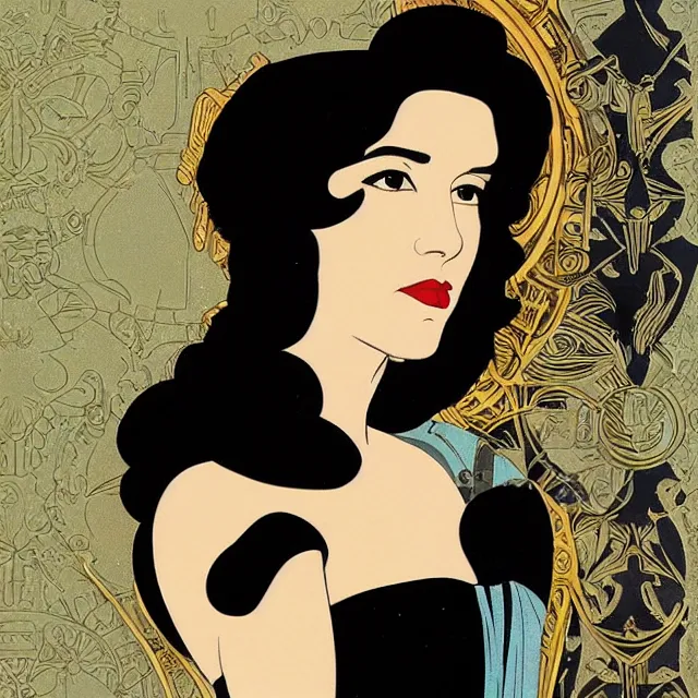 Prompt: a portrait of marina diamandis as empress queen, art by thomas cooper gotch and patrick nagel and erte, star wars art deco, art nouveau