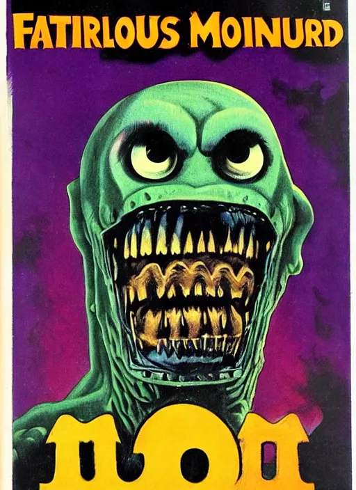 Prompt: portrait of a robo - monster. cover of famous monsters of filmland, 1 9 7 4, painted by basil gogos.