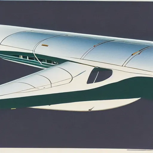 Image similar to concept art for roofless plane, painted by syd mead